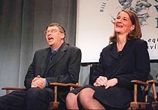 NEW YORK : Bill Gates and his wife Melinda hold a news conference at New York's Waldorf Astoria hotel to announce the creation of the Bill and Melinda Gates Children's Vaccine Program, Wednesday. 