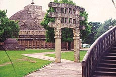 The Great Stupa is a hemispherical mound
