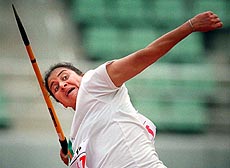 BANGKOK : India's Gurmeet Kaur competes in the finals of the women's Javelin throw at the 13th Asian Games in Bangkok on Monday. Kaur took the bronze medal in the event. AP/PTI