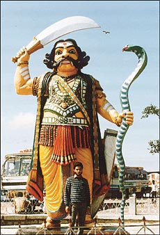 The idol of the ferocious demon Mahishasura