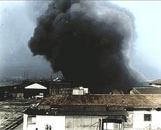 Smoke billows from the over 100-year-old Mackinnon Mackenzie building on Stand Road in Calcutta