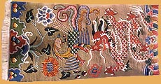 A hand-woven Tibetan carpet