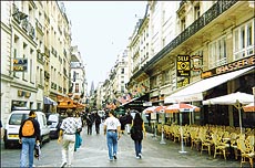 Narrow streets with shops on both sides