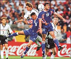 Two teams don’t play against each other as much as they compete to conquer the ball