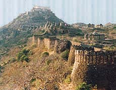 Badal Mahal at the back and a number of temples seen within the fort precincts