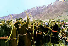 An archery competition in progress as a part of the Ladakh festival