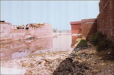 A water-logged street of the town 