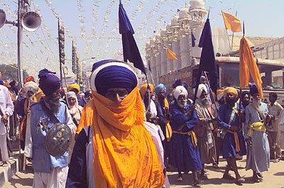 Nihangs taking out procession near Takht Sri Kesgarh