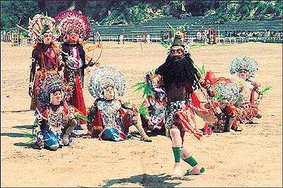 A group of Chhau folk dancers from Bihar performing at the event.