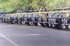 Taxis in the Capital carried flags with the "Khanda" on them