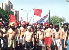 Technical staff of Railways taking out a demonstration in New Delhi 