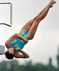 Elena Zhupina of Ukraine performs in 10 meter platform women final during the 24th European Swimming Championship in Istanbul on Saturday. Ukranian Elena Zhupina won the gold medal