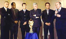 Brazilian football stars Ronaldo, Carlos Alberto Torres, Dunga, Ricardo Teixeira
