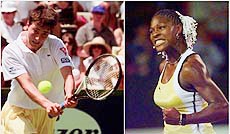 Serena Williams and (left) Julie Halard