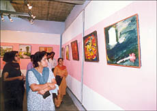 Paintings on the theme of Kargil conflict at Government Museum and Art Gallery on Wednesday