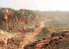 Land turns barren after mining in Faridabad district of Haryana.