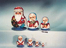 A unique Santa Claus. The six inner dolls are snow maidens