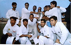The victorious North Zone team with the Duleep Trophy at the Eden Gardens in Calcutta on Tuesday 