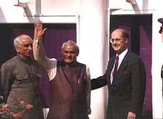 Prime Minister Atal Behari Vajpayee with US Secretary of State Strobe Talbott