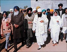 SGPC chief Gurcharan Singh Tohra participated in the Khalsa Chetna March, which he flagged off at Chandigarh on Thursday. — A Tribune photograph