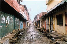 The main bazaar of Dagshai wears a deserted look