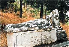 The grave of Rebecca, which has been vandalised.