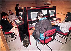 A cyber cafe in the city