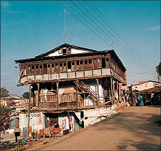 A dilapidated building in the main bazaar, Sabathu. Civilians in the town cannot renovate their houses without the permission of the Cantonment Board