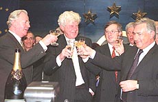 Toasting  on the occasion of the introduction of euro.