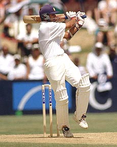 India's Rahul Dravid slashes the ball to the boundary off the bowling of Craig McMillian during the 3rd day of the 3rd test between New Zealand at the Westpak Trust Park in Hamilton, New Zealand, on Monday  AP/PTI