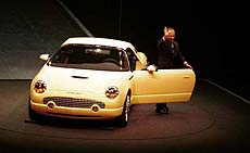 Jac Nasser, President and CEO, Ford Motor Company, (pictured here), and J Mays, Ford Motor Company Vice President - Design, unveiled the all-new Thunderbird Concept at the North American International Auto Show in Detroit on Sunday. ASIANET/PTI