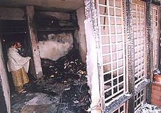 In a strange incident, burglars set a house on fire after stealing goods in Sector 8 at Panchkula on Monday