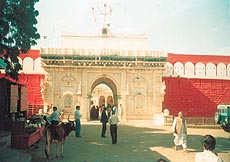 A view of the entrance of the Mata Karniji temple