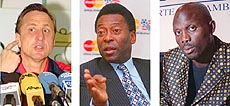 A poll conducted by the International Federation for Football History and Statistics, an organization of experts, historians and trade journalists worldwide, voted Dutchman Johan Cruyff, Brazilian Pele, and Liberia's George Weah as top soccer players of the century. Cruyff was voted Europe's top, Pele, South America, and Weah for Africa — AP/PTI