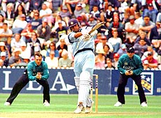 Rahul Dravid on his way to 68 runs during the third one day International cricket match against New Zealand at the Basin Reserve in Wellington on Thursday — AP/PTI