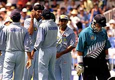 New Zealand's Craig MacMillian  leaves the pitch