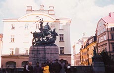 The statue of St. George and the dragon in one of the squares