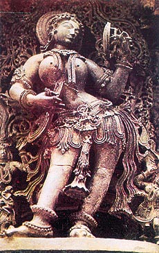 A sculpture from the 13th century Hoysala temple at Belur