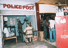 A police post housed in a small booth in the Sector 7 market, Panchkula