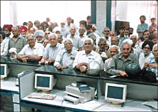 Disappointment is writ large on the faces of these customers, mostly senior citizens, after the computer system at the Sector 17 main branch of Punjab National Bank developed a snag, leading to total disruption of services in the bank on Thursday