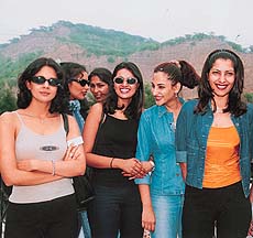 Models address a press conference at a resort in Panchkula on Tuesday.