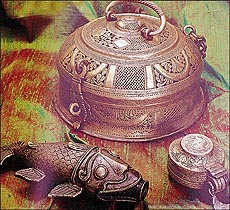 Betel box from Gujarat (19th century) and lime boxes from