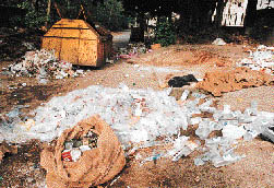 Hospital waste is casually dumped in the open, enabling ragpickers to rummage through it to sort for reusable items. As The Tribune photographer Parvesh Chauhan visited various sites to capture the activity, the pickers ran away, leaving their "goods" behind. 