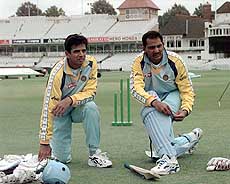 India's Rahul Dravid and captain Mohammad Azharuddin