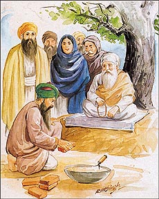 Mian Mir laying the foundation stone of Harmandar Sahib