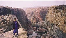A 250-metre gorge, 18 km from Khajuraho
