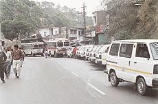 The bus and taxi stands, located on the National Highway, cause unsavoury congestion
