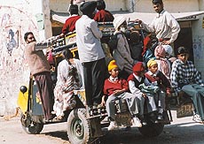 One of the overloaded tempos, which is operating from Dera Bassi bus stand.