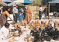 Curious onlookers at the Kalagram Craft Fair in Leisure Valley, Sector 10, Chandigarh