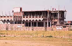 A double-storeyed structure coming up in violation of norms at Kishangarh village of Chandigarh. 